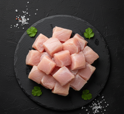 Fresh halal chicken breast cubes prepared by butcher in Milton Keynes — perfect for curry and grilling