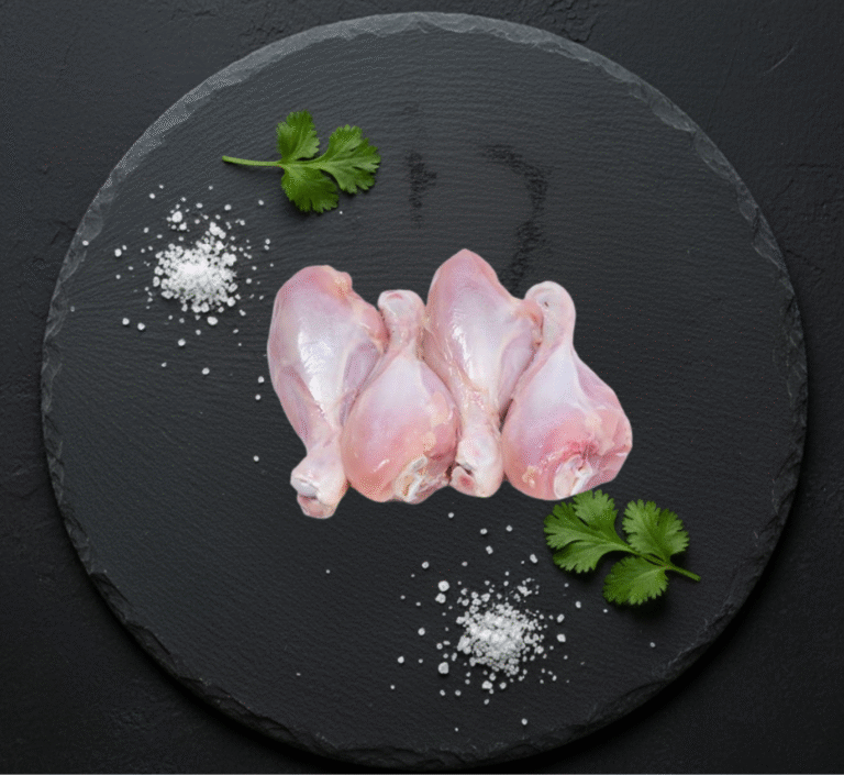 Fresh halal chicken drumsticks skin off from Milton Keynes butcher