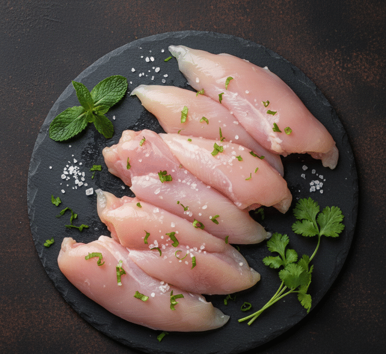 Fresh halal boneless chicken inner fillet from butcher in Milton Keynes