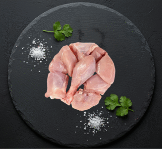 Fresh halal chicken legs skinless small curry cut from Milton Keynes butcher