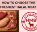 Fresh halal beef, chicken, and lamb cuts on a wooden board — HMB Halal Meat Butcher Milton Keynes