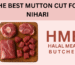 Premium mutton cuts displayed on a wooden board for making perfect nihari, from HMB Halal Meat Butcher in Milton Keynes, UK.