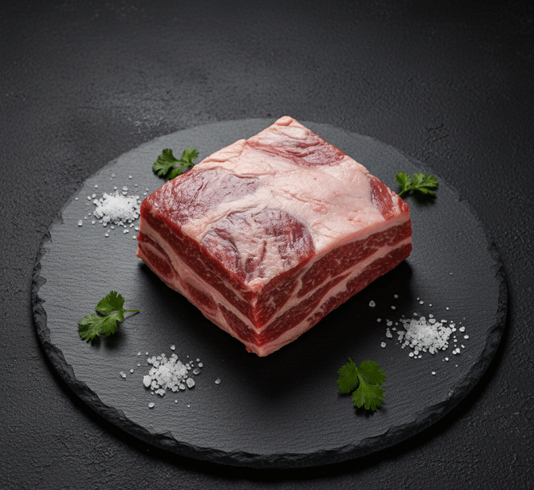 Fresh halal Angus short ribs prepared by professional butcher in Milton Keynes — perfect for BBQ and slow cooking