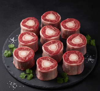 Fresh halal beef oxtail cut by skilled butcher in Milton Keynes, perfect for soups, stews, and slow cooking