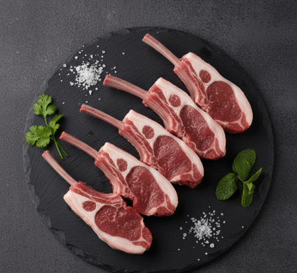 Fresh spring lamb front chops ready for cooking or grilling