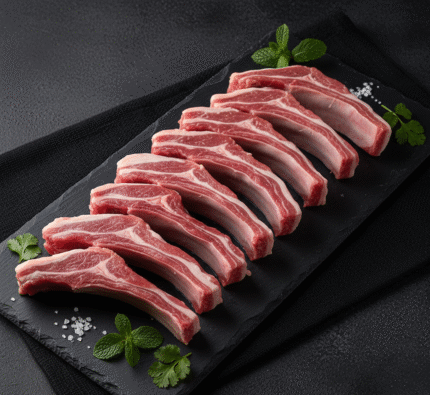 Fresh halal mutton ribs prepared by butcher in Milton Keynes